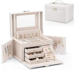 Vlando Faux Leather Jewelry Box Organizer