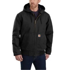 Carhartt Men's Black Medium Weight Woven Hooded Insulated Work Jacket 