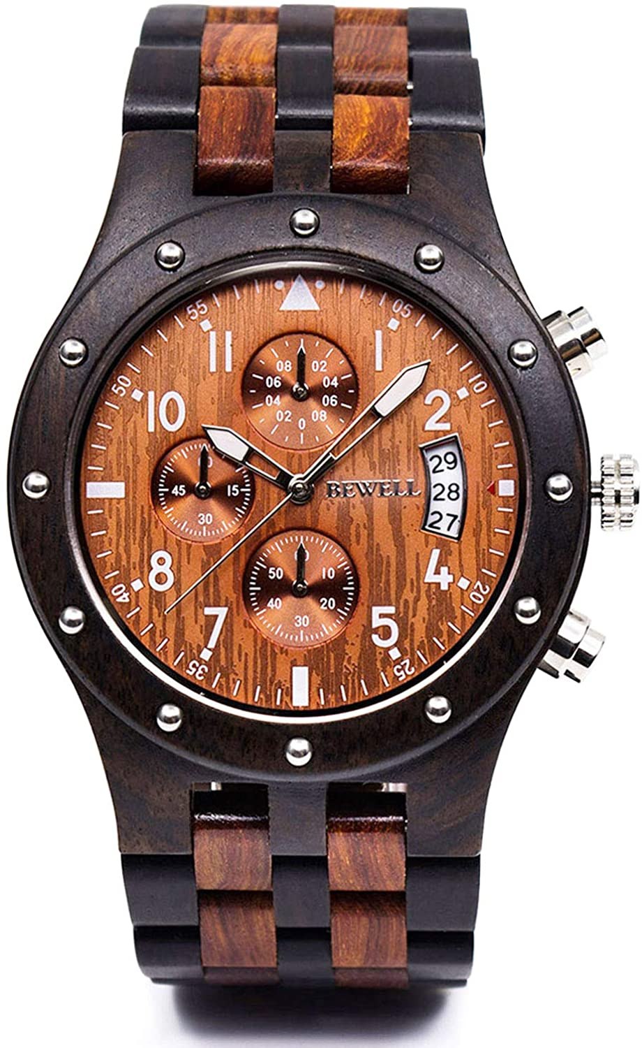 Bewell W109D Sub-Dial Wooden Watch
