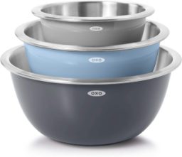 MONKA Plastic Mixing Bowl Set – 6 Stackable Nesting Bowls + 5