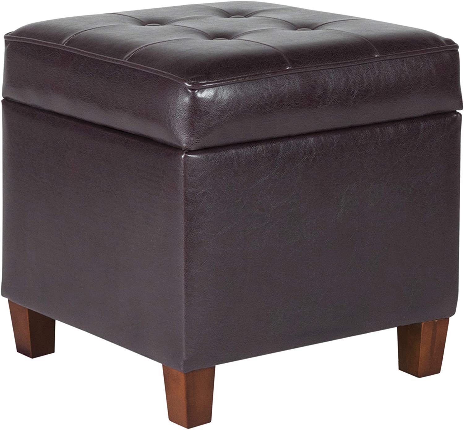 HomePop Leatherette Tufted Square Storage Ottoman