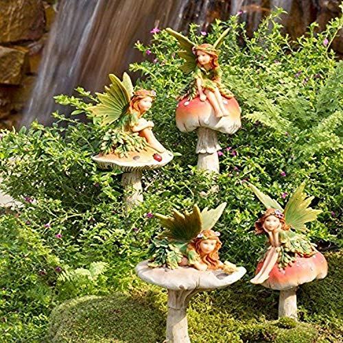 Plow &amp; Hearth Fairies on Mushrooms Garden Stakes