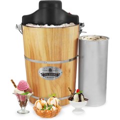 Elite Gourmet Old-Fashioned 6-Quart Wood Bucket Electric Ice Cream Maker