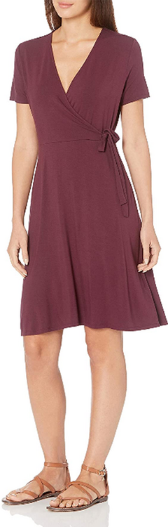 Amazon Essentials Cap Sleeve Faux Wrap Dress