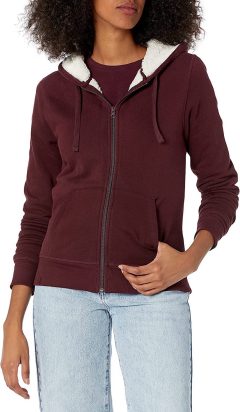 Amazon Essentials Women's Sherpa-Lined Fleece Full-Zip Hoodie Jacket