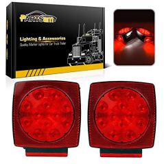 Partsam Submersible Square Red White LED Stop Turn Tail License Brake Trailer Light kit