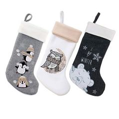 BambooMN 3-Piece Holiday Stocking Set