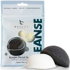 Beauty by Earth 2-pack Konjac Facial Sponge - Natural Bamboo Charcoal