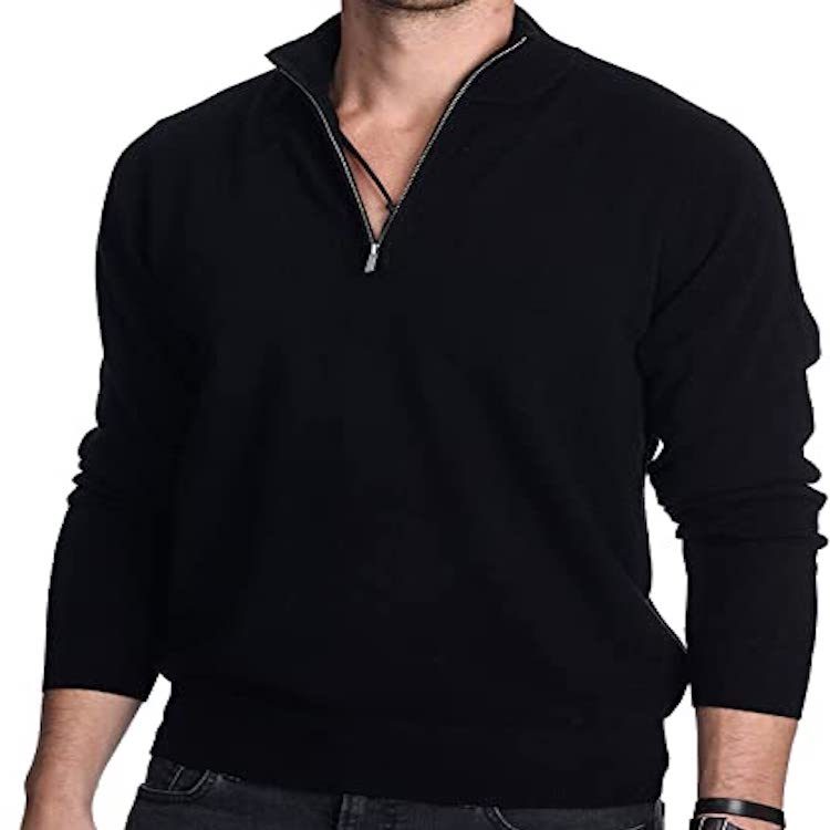 State Cashmere Men’s Half Zip Mock Neck Pullover