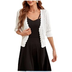 GRACE KARIN Button Down White Cropped Cardigan