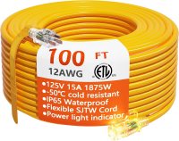 Huanchain Heavy-Duty Outdoor 12/3 Extension Cord, 15 Amp