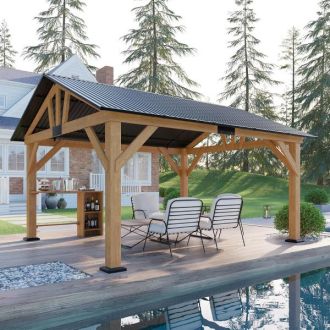 AMERLIFE 13x15 ft Spruce Wood Gazebo