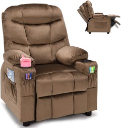 Costzon Kids Leather Recliner Chair w/ Footrest