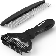 Docrok Pet Grooming Combo Undercoat Rake and Dematting Deshedding Brush