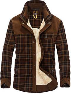 Flygo Casual Sherpa-Lined Flannel Jacket