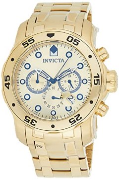 Invicta 0074 Pro Diver Analog Japanese Quartz 18k Gold-plated Stainless Steel Watch