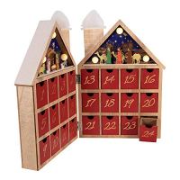 Kurt Adler Battery-Operated Wooden LED Nativity Advent Calendar