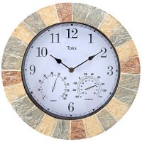 Lily's Home 14-Inch Faux Stone Indoor or Outdoor Wall Clock