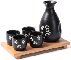 LOUTYTUO 5-Piece Ceramic Japanese Sake Set