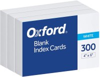 Oxford 4 x 6" Blank White Index Cards, 300-Pack