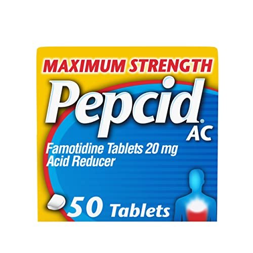 Pepcid 20mg Maximum Strength All-Day Heartburn Relief Treatment, 50 Count