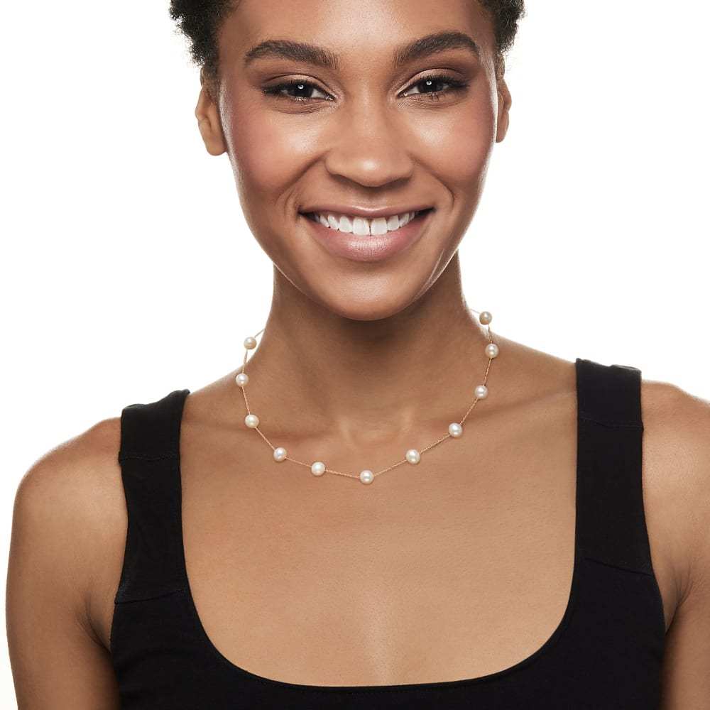 Ross-Simons Cultured Pearl Station Necklace