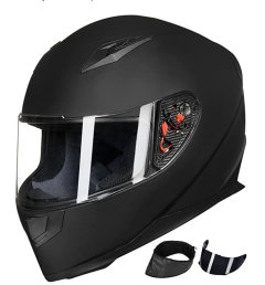 ILM Full Face Motorcycle Street Bike Helmet with Removable Winter Neck Scarf + 2 Visors DOT