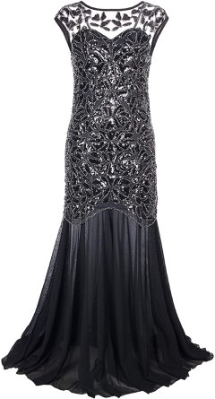 PrettyGuide 1920s Black Sequin Prom Dress