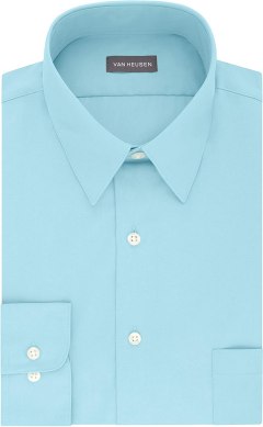 Van Heusen Men's Poplin Fitted Solid Point Collar Dress Shirt