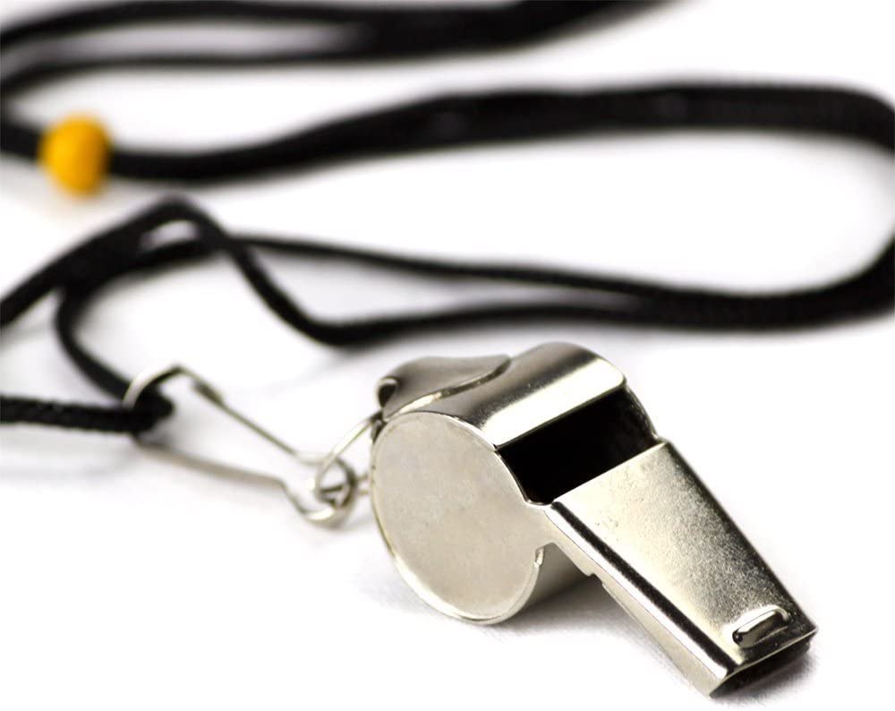 Crown Sporting Goods Stainless Steel Whistle with Lanyard